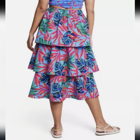 NWT Target x Tabitha Brown Tropical Print Tiered Midi Skirt - Picture 3 of 5